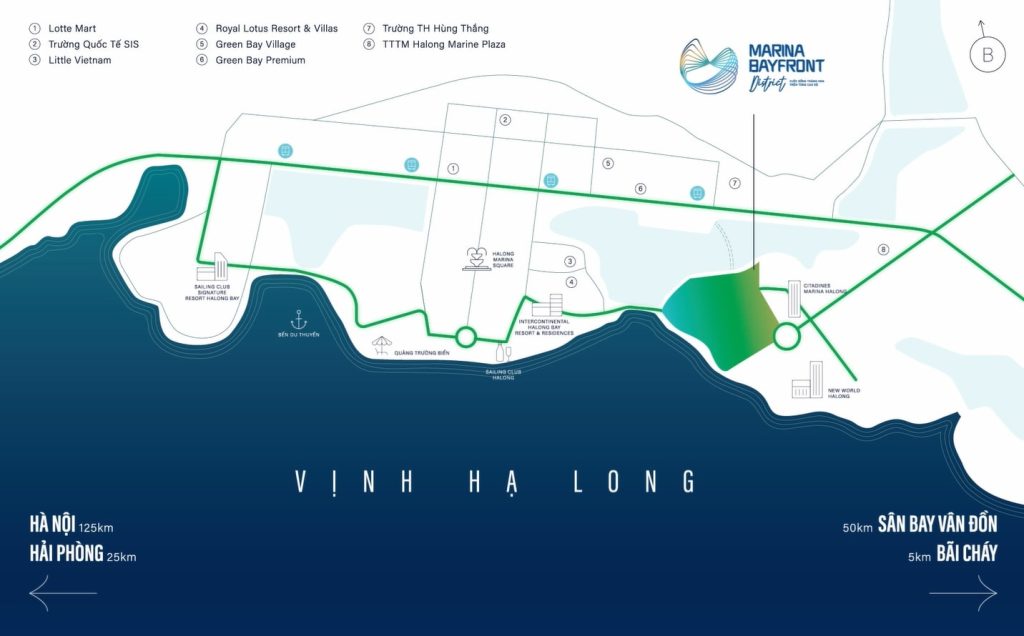 Vị trí vàng của Imperia Holiday – cửa ngõ giao thương và du lịch với kết nối thuận tiện: chỉ 5km tới Bãi Cháy, 25km tới Hải Phòng, 50km tới Sân bay Vân Đồn và 125km tới Hà Nội