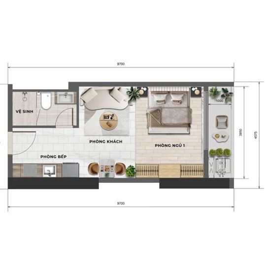 Thiết kế căn hộ Studio Imperia Holiday