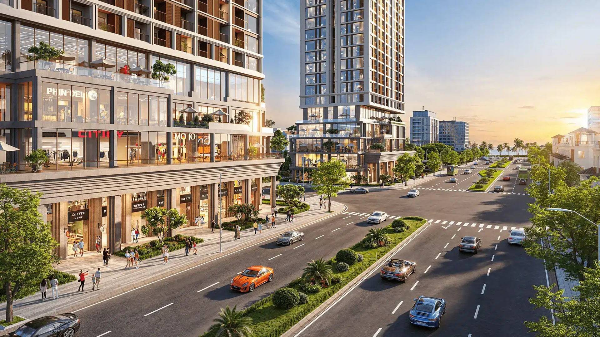 Shophouse khối đế dự án Imperia Holiday Hạ Long, khu thương mại hiện đại với không gian mua sắm, ẩm thực và giải trí sôi động tại trung tâm Bãi Cháy.